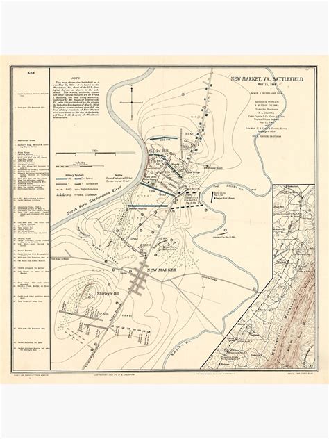 Old Battle Of New Market Va Map 1914 Vintage Virginia Civil War