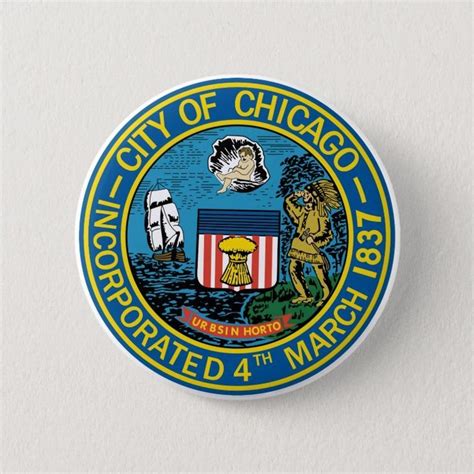 City Of Chicago Seal Button Zazzle Chicago City Steel Blue