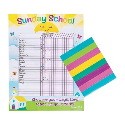 Sunday School Attendance Chart Educational 1 Piece