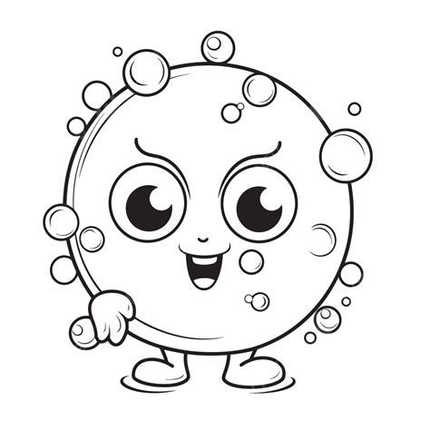 Coloring Page Of A Cartoon Bubble With An Oily Face Outline Sketch