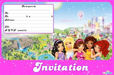 Carte invitation anniversaire fille à personnaliser avec photos et texte sur carteland.com. Invitation anniversaire Lego Friends - 123 cartes ...