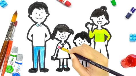 Menggambar Keluarga Dan Mewarnainya Ayah Ibu Kakak Adik Youtube