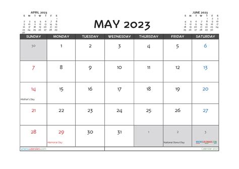 Printable May 2023 Calendar With Holidays 23210