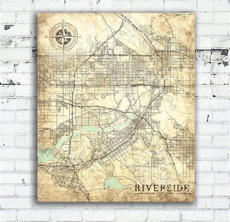 Riverside Canvas Print Ca California Vintage Map Riverside