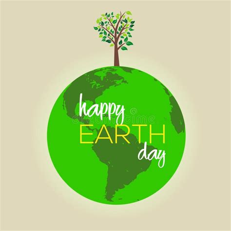 Happy Earth Day Card With Earth And Tree Vector Stock Vector