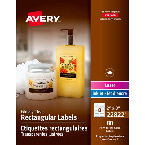 Rect Labels 2x3 Clear Glossy Avery Print To The Edge 80pk Monk Office