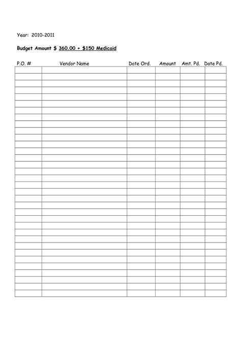 purchase order log templates word excel