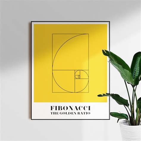 Fibonacci Golden Ratio Yellow Poster Fibonacci Spiral Poster Etsy Uk