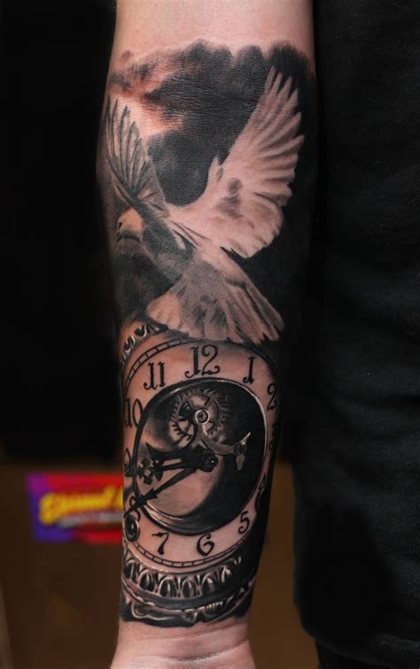 Dove And Clock Tattoo By Mindy Limited Availability At Holy Grail