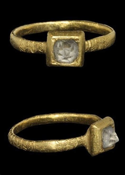 Medieval Gold Ring With Crystal 14th 15th Century Ad A Decorated
