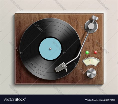 Vintage Record Player With Retro Vinyl Disc Vector Image
