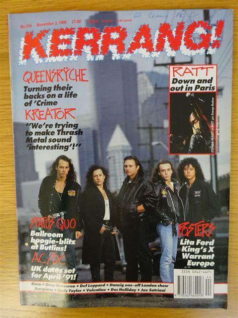 Kerrang Issue 314 Queensryche Kreator Ratt Doc Holliday Doro Poster