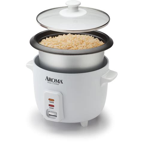 Aroma 6 Cup Non Stick Pot Style White Rice Cooker 3 Piece Walmart
