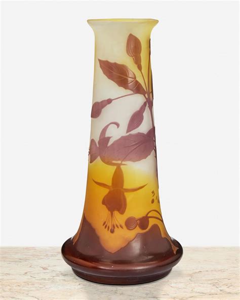 Lot A Gallé Cameo Glass Fuchsia Vase