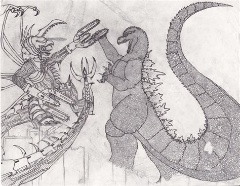 Art Trade 1 Godzilla VS Gigan FW Sketch By BurningG HellOnEarth On