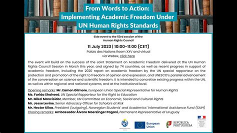 Unhrc Side Event From Words To Action Implementing Academic Freedom