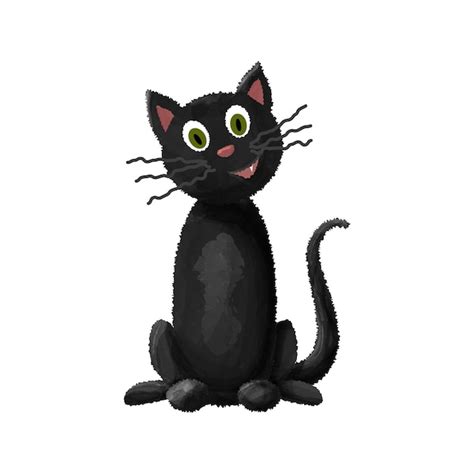 Premium Vector Watercolor Cute Smiling Black Cat With Tooth
