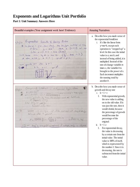 How to use superscript for writing exponents? exponents and logarithms unit portfolio - reiter - google ...