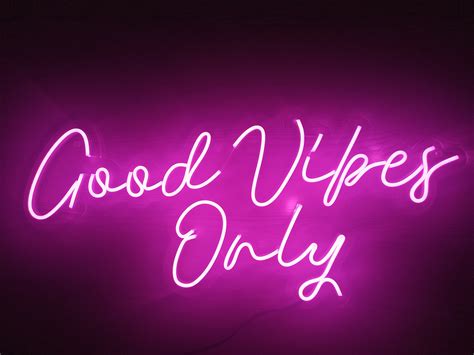 Cool Blue Good Vibes Hanging Led Light Sign For Cheap