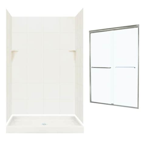 Swan Swanstone Square Tile Shower Package 48 In X 34 In X 72 In Alcove Shower With Frameless