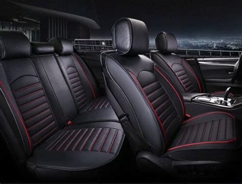 deluxe black red pu leather full set seat covers for honda accord cr v