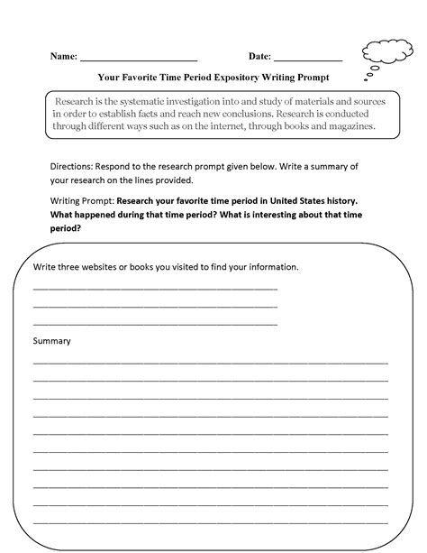5th Grade Writing Prompt Worksheet
