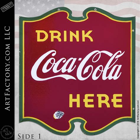 Vintage Coke Sign Drink Coca Cola Here Double Sideddie Cut