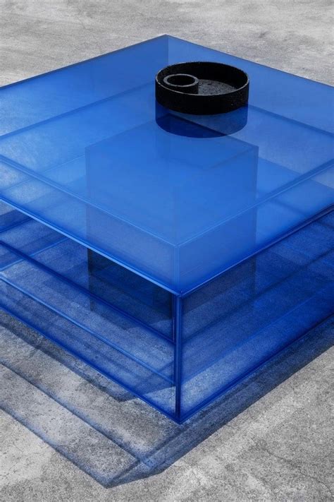 Null Blue Glass Clear Transition Color Coffee Table By Studio Buzao