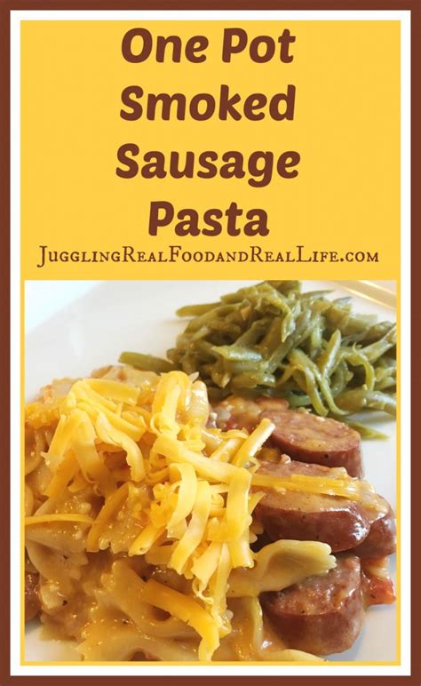 Make sure you check out our recipes for one pot smoked sausage and kale pasta, instant pot goulash, and turkey noodle casserole. Easy Recipe: One Pot Smoked Sausage Pasta - Juggling Real ...