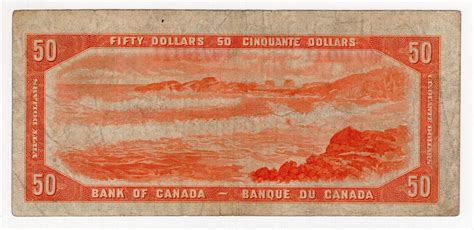 1954 Bank Of Canada Fifty 50 Dollar Devils Face Bank Note Ah 0710111