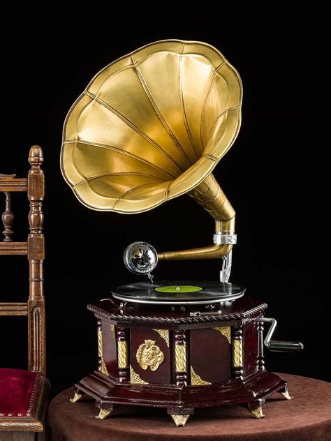 Gramophone, 70cm, horn gramophone, shellac record, gramophone, antique ...