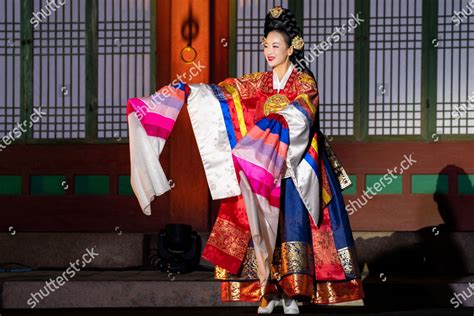 Actors Perform Taepyeongmu Korean Dance Function Editorial Stock Photo