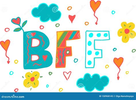 Bff Best Friends Forever Colorful Illustration Stock Illustration