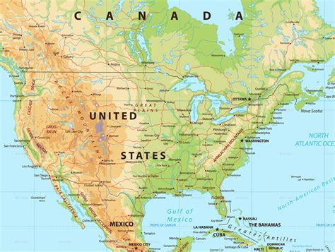 North America Physical Map By Cartarium Graphicriver