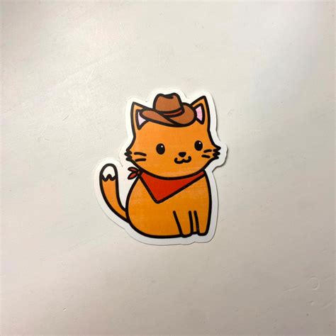 Cowboy Cat Sticker Etsy