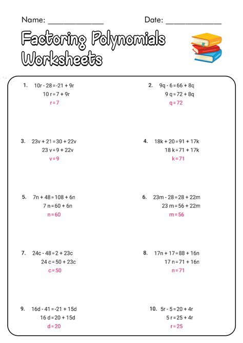 16 Factoring Polynomials Practice Worksheet And Answers Free Pdf At