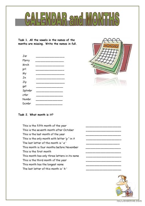 Calendar And Months English Esl Worksheets Pdf And Doc