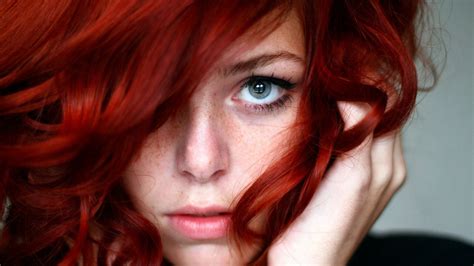 Wallpaper Face Women Redhead Model Portrait Long Hair Blue Eyes