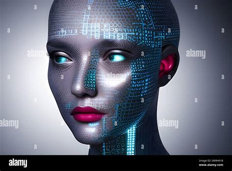 Female Humanoid Robot Face An Artificial Intelligence Future Technology Futuristic Design The