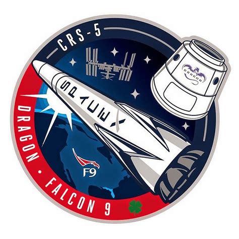 Spacex Falcon 9dragon Resupply Mission Crs 5 Patch Nasa Spacex