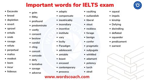 Important Words For Ielts Exam Word Coach