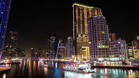 Uhd 4k Dubai Marina Night Time Lapse United Arab Emirates Dubai
