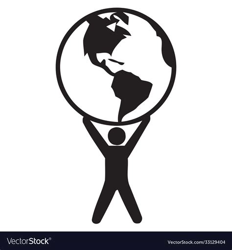 Man Holding Earth Icon Royalty Free Vector Image
