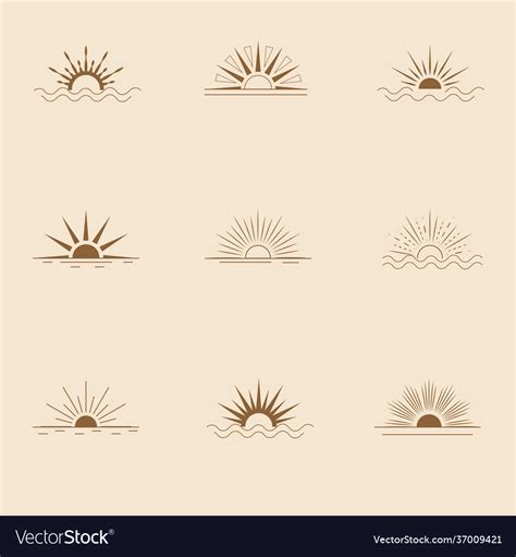 Design Set Sun Icons And Symbols In Boho Vector Image