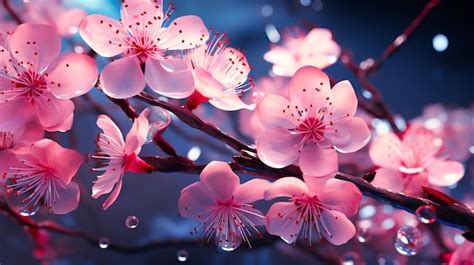Premium Photo Neon Cherry Blossoms Ethereal Sway