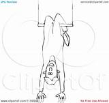 Upside Down Hanging Trapeze Circus Clipart Cartoon Man Coloring Pages Outlined Royalty Cox Dennis Vector Illustration sketch template
