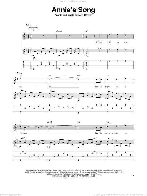 But there are alternatives you may want to consider. Denver - Annie's Song sheet music for guitar solo PDF