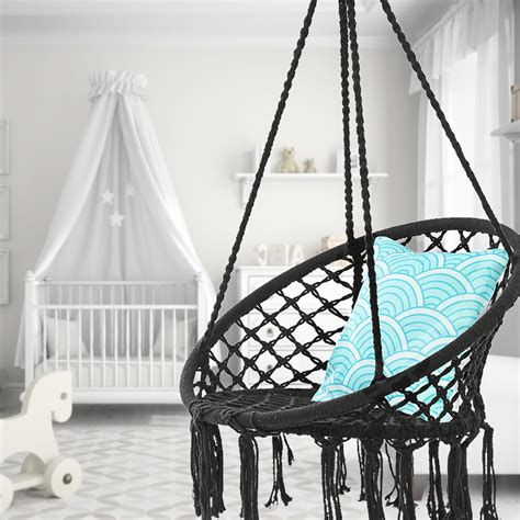 Ohuhu hammock chair swing with hanging hardware kit, xl hanging swing chair with 2 seat cushions, detachable metal support bar & side pocket for indoor outdoor, ideal for kids lover. AUGIENB Hanging Hammock Chair Macrame Swing Seat Mesh ...