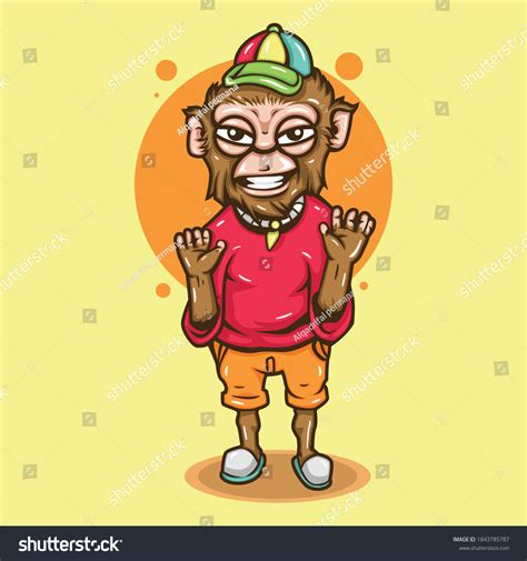 Illustration Cute Happy Monkey Stock Vector Royalty Free 1843785787