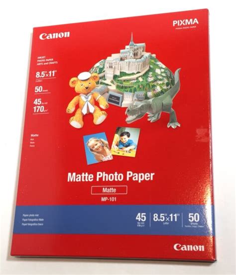 Canon Pixma Inkjet Photo Paper Plus Glossy Ii 5x7 20 Matte Photo